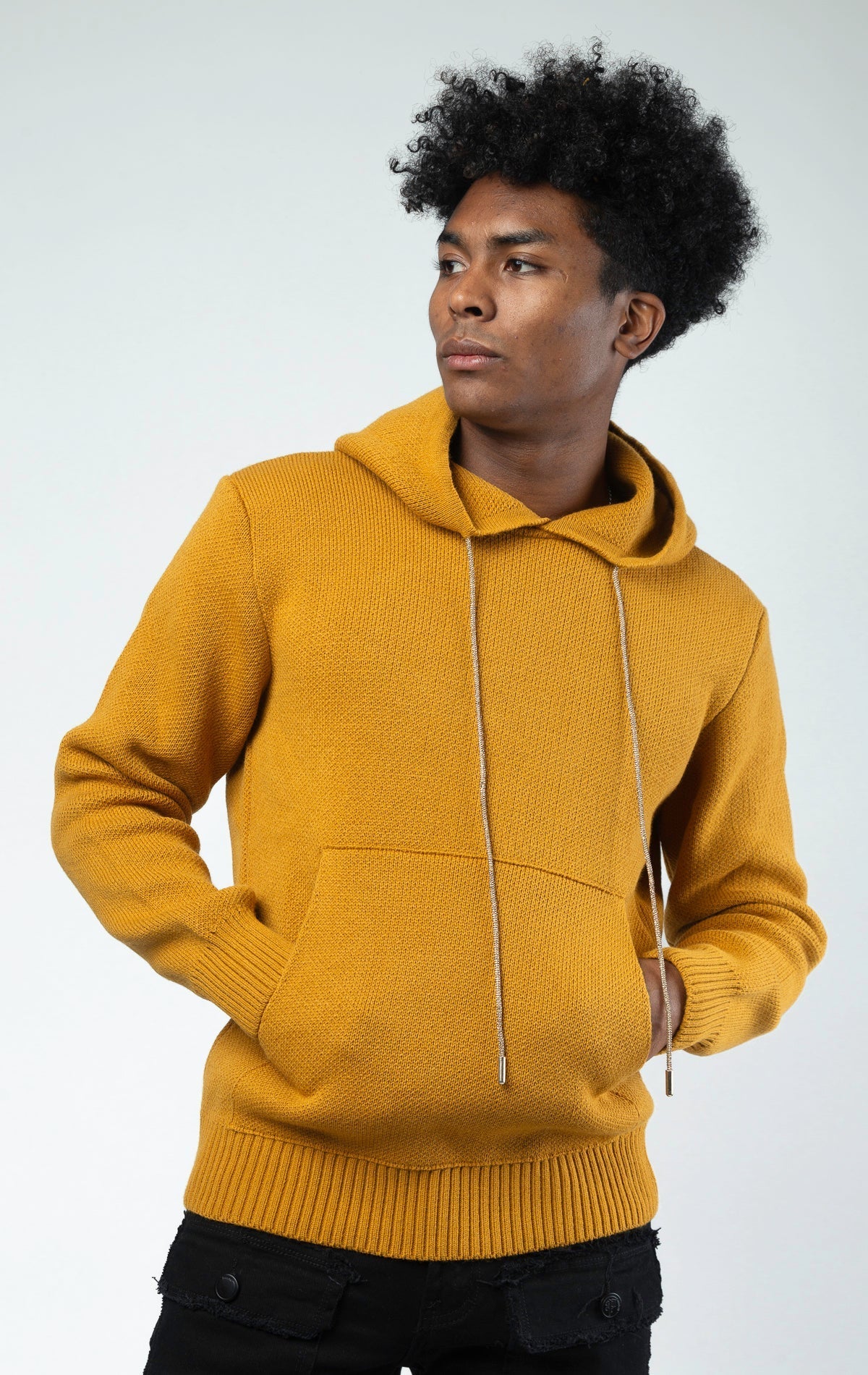 Wheat Luxury sweater hoodie with crystal strings in wheat and black color.