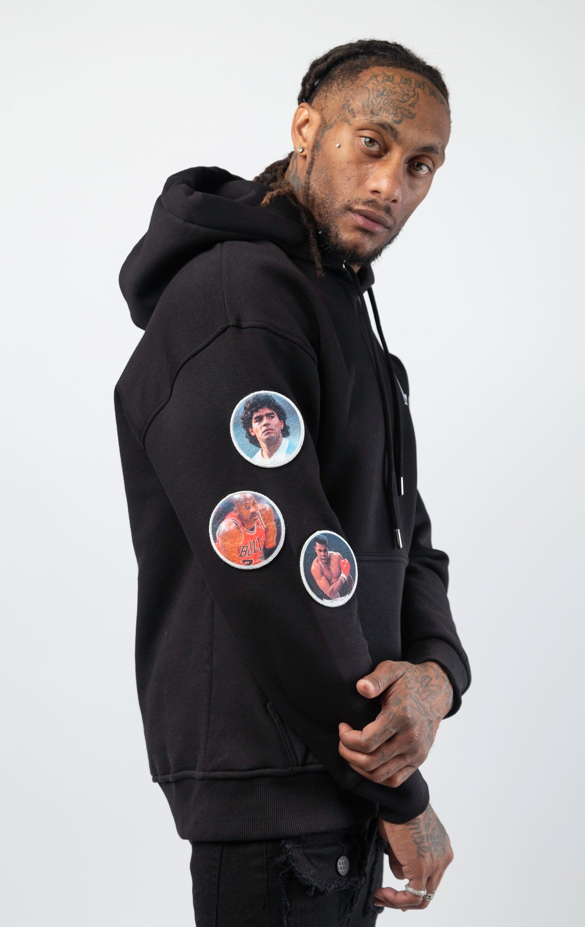 My icon black hoodie with interchangeable patches