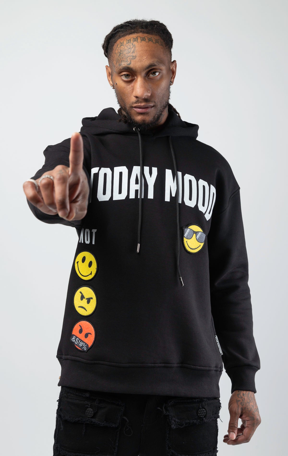 Today's mood hoodie with emoji patches