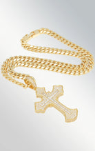 Fleur de Lis cross necklace in gold