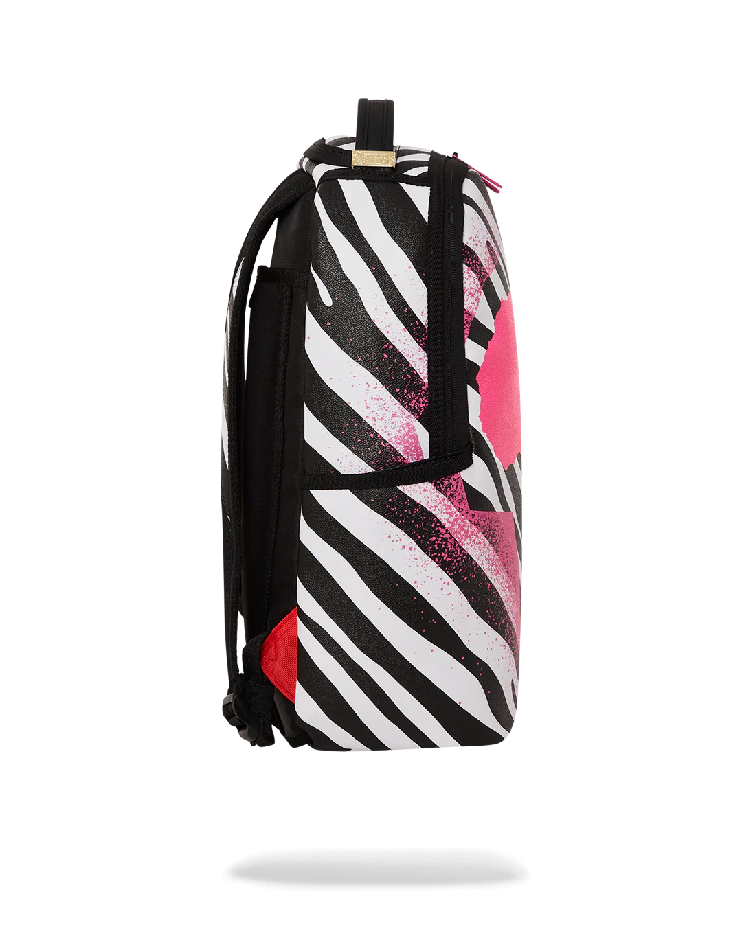 Zebra patterned backpack with Africa map in pink side