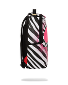 Zebra patterned backpack with Africa map in pink side