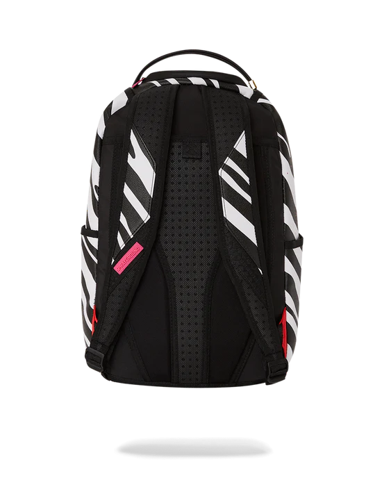 Zebra patterned backpack with Africa map in pink back