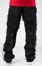 Distressed baggy denim in black