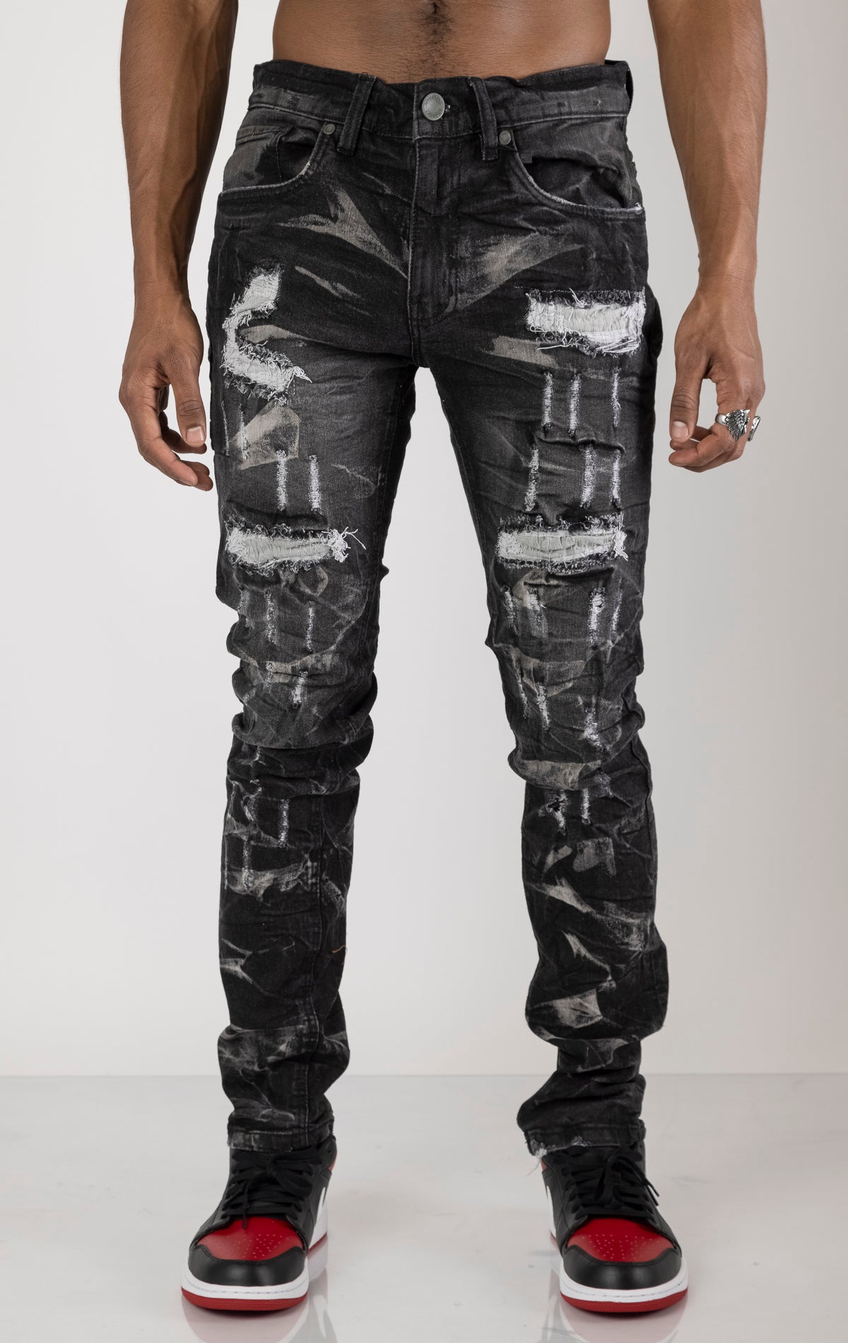 Men's embellished denim shops jeans