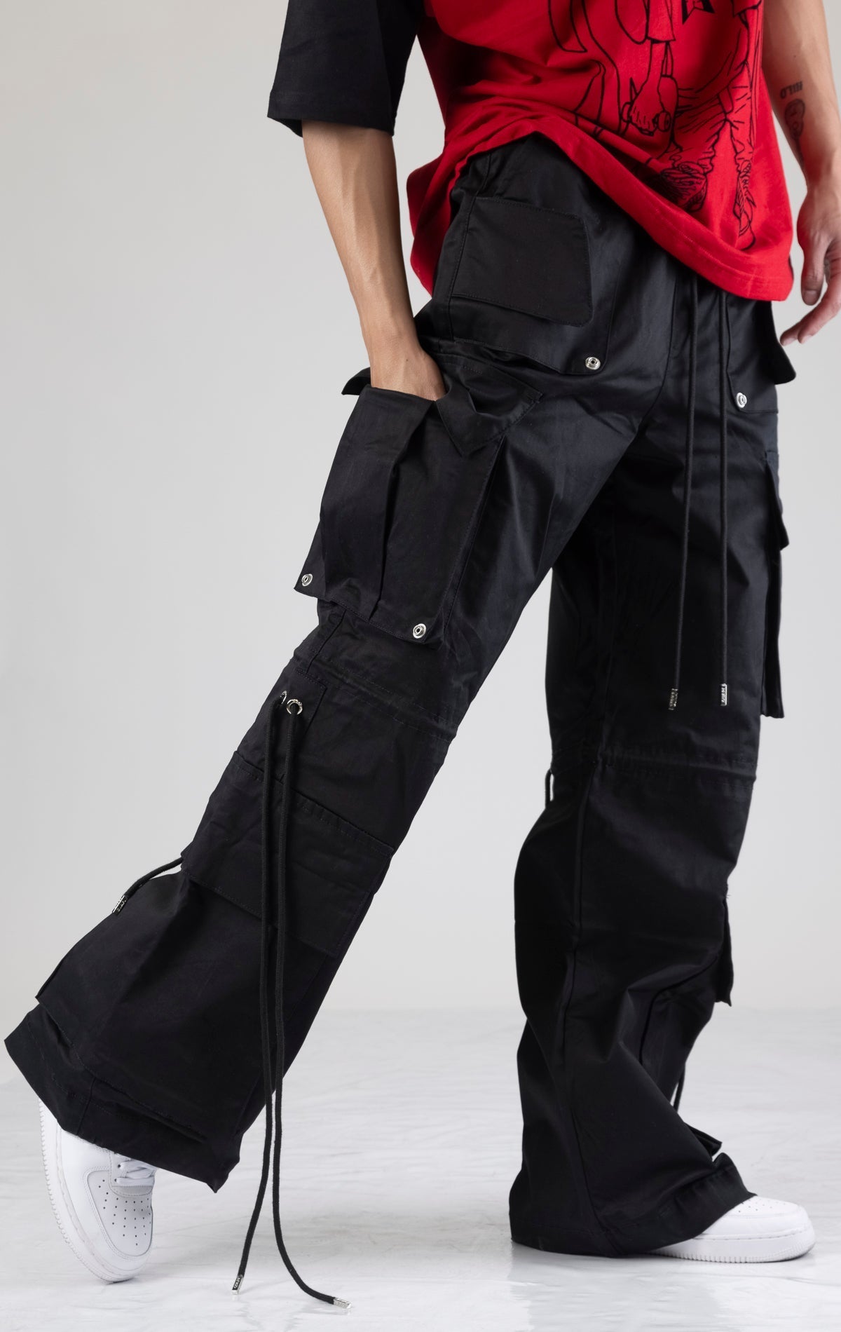 Extra baggy black cargo pants