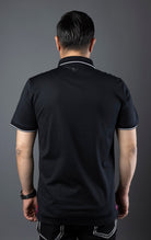 Men's casual dress polo shirt with contrast collar and embroidery, made from high-end 100% mercerized cotton.