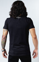Black t shirt with Goerge V logo on the back