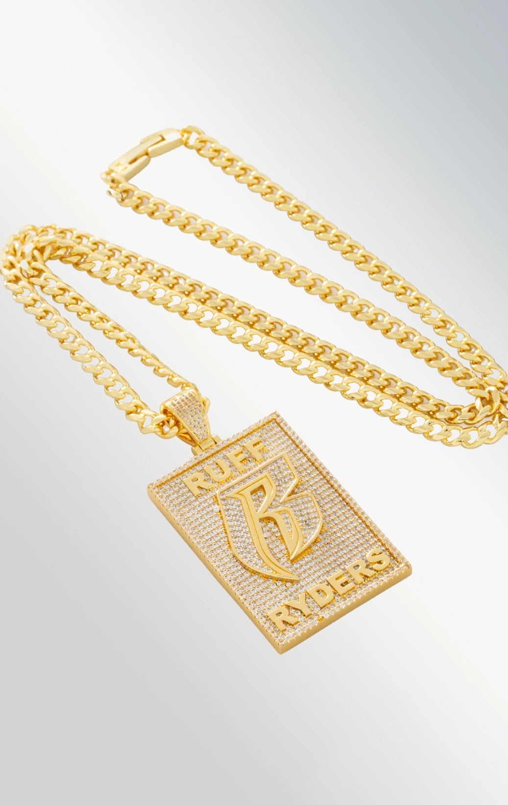 Dog tag ruff ryders pendant necklace in  gold